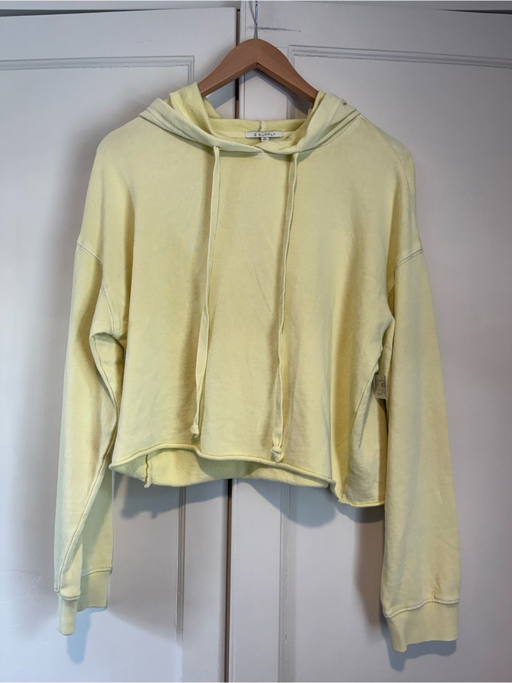 Apricot Lane Z Supply Key Lime Cropped Cotton Hoodie